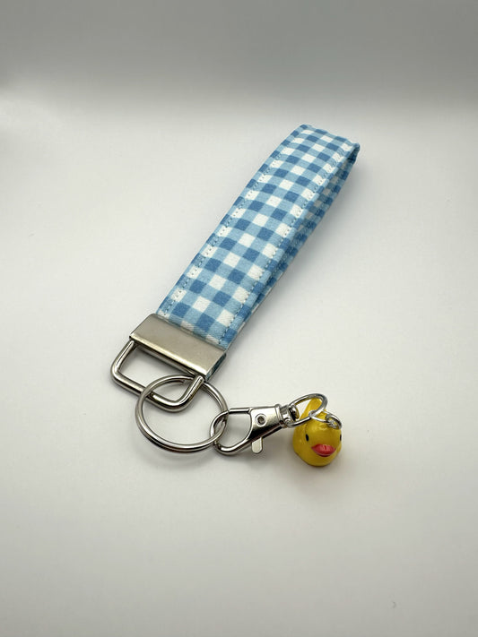 Gingham Picnic in Blue - Keychain Wristlet