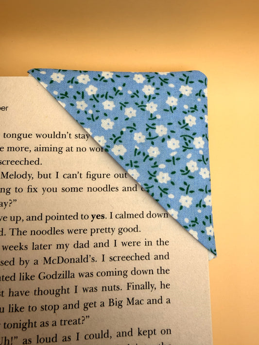 Flowers on Blue - Page Corner Bookmark