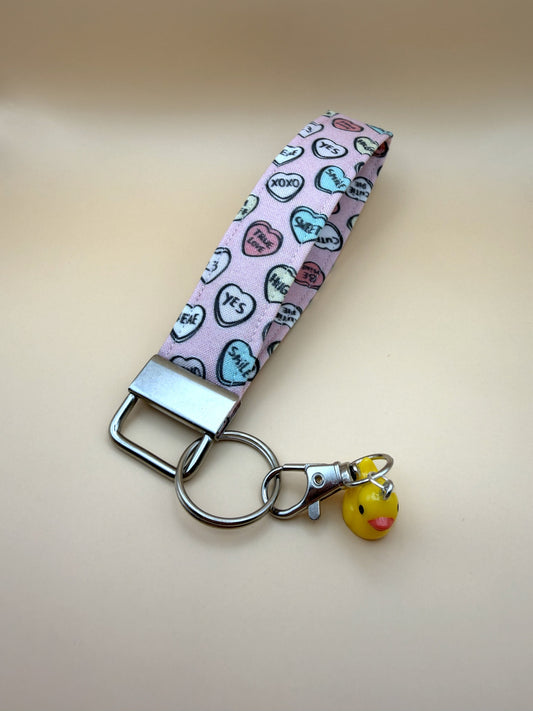 Pink Conversation Hearts - Keychain Wristlet